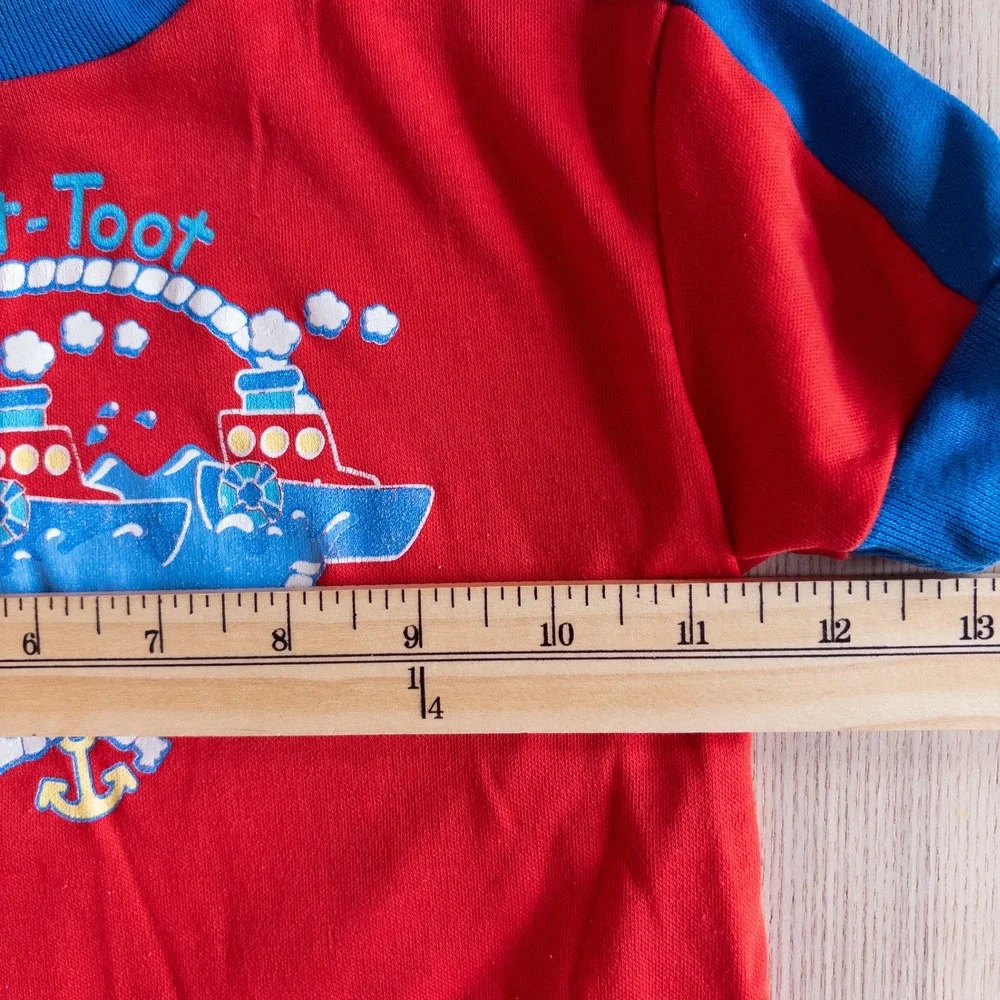 Vintage OshKosh B'gosh 90s T-Shirt Red Blue Steamboat Graphic Baby 24M
